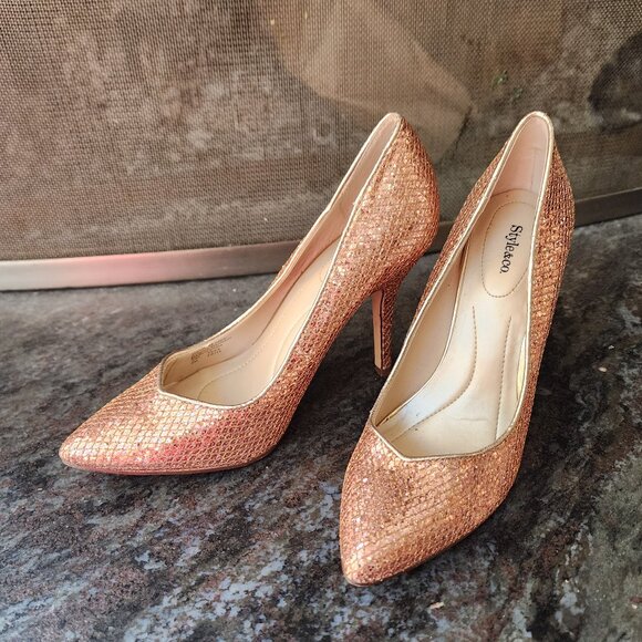 Style & Co. Shoes - Style & Co. Champagne Pink "Pyxie" Glitter High Heels Size 6M